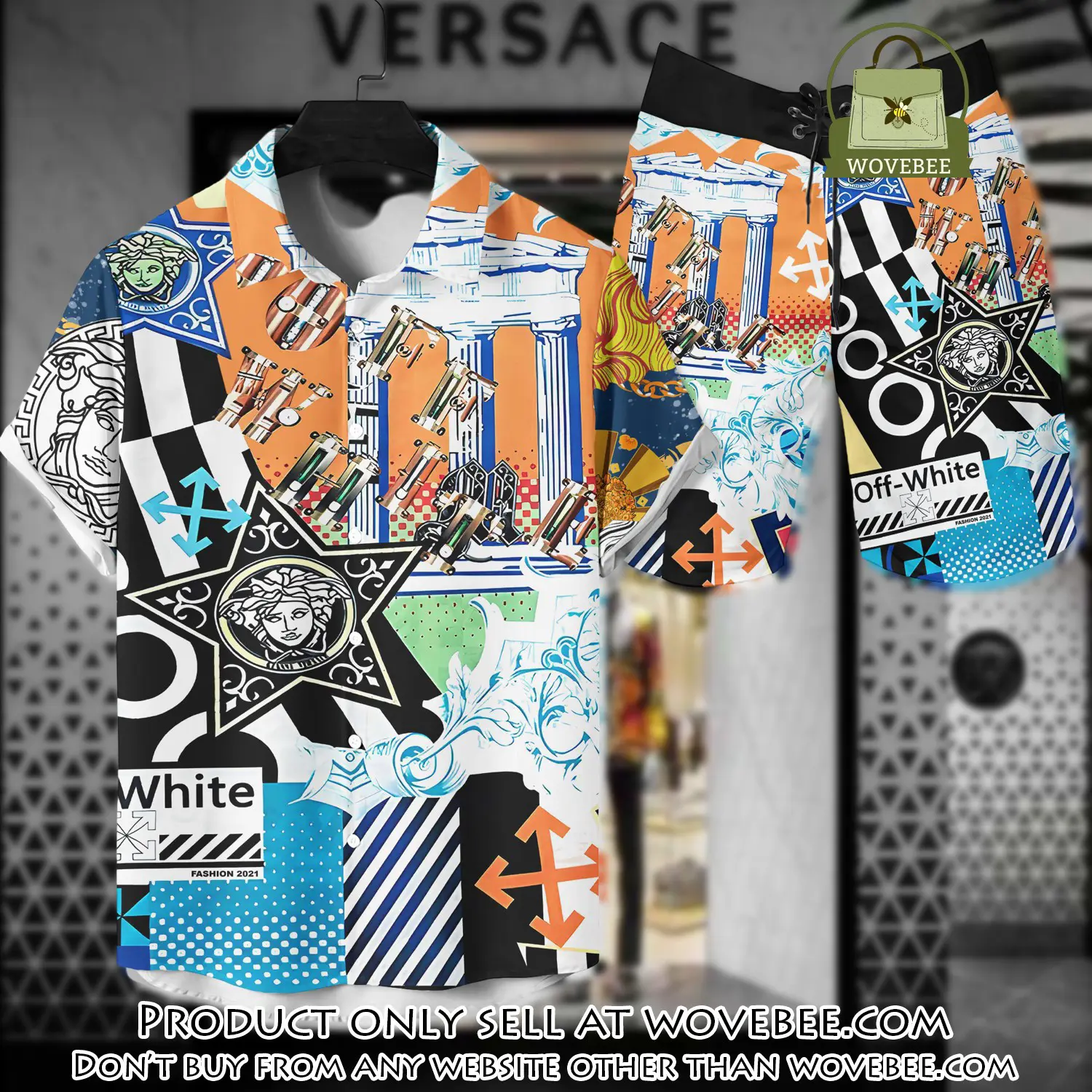 Versace luxury hawaiian shirt & short set lhs1209 wvb5129886